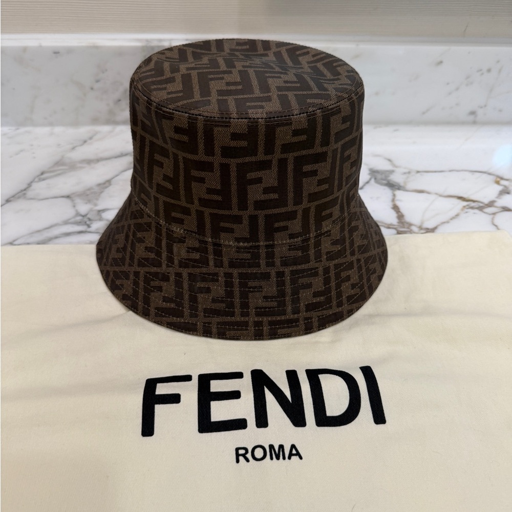 Fendi Brown Monogram Bucket Hat—Size S